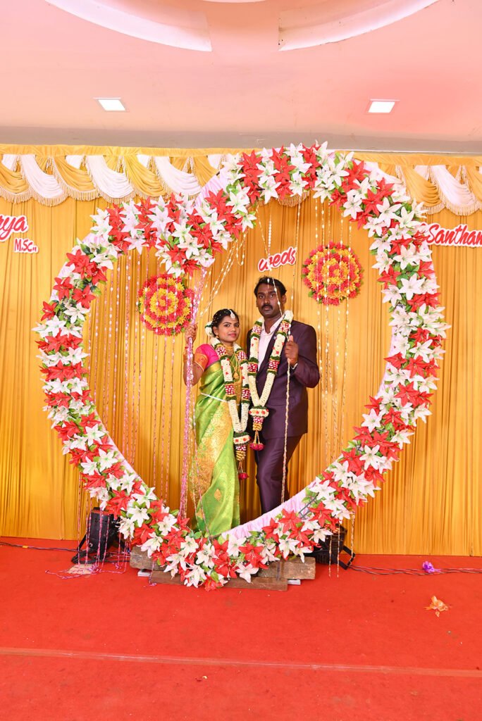 Santhana Mariappan weds Surya wedding photo in Sankarankovil